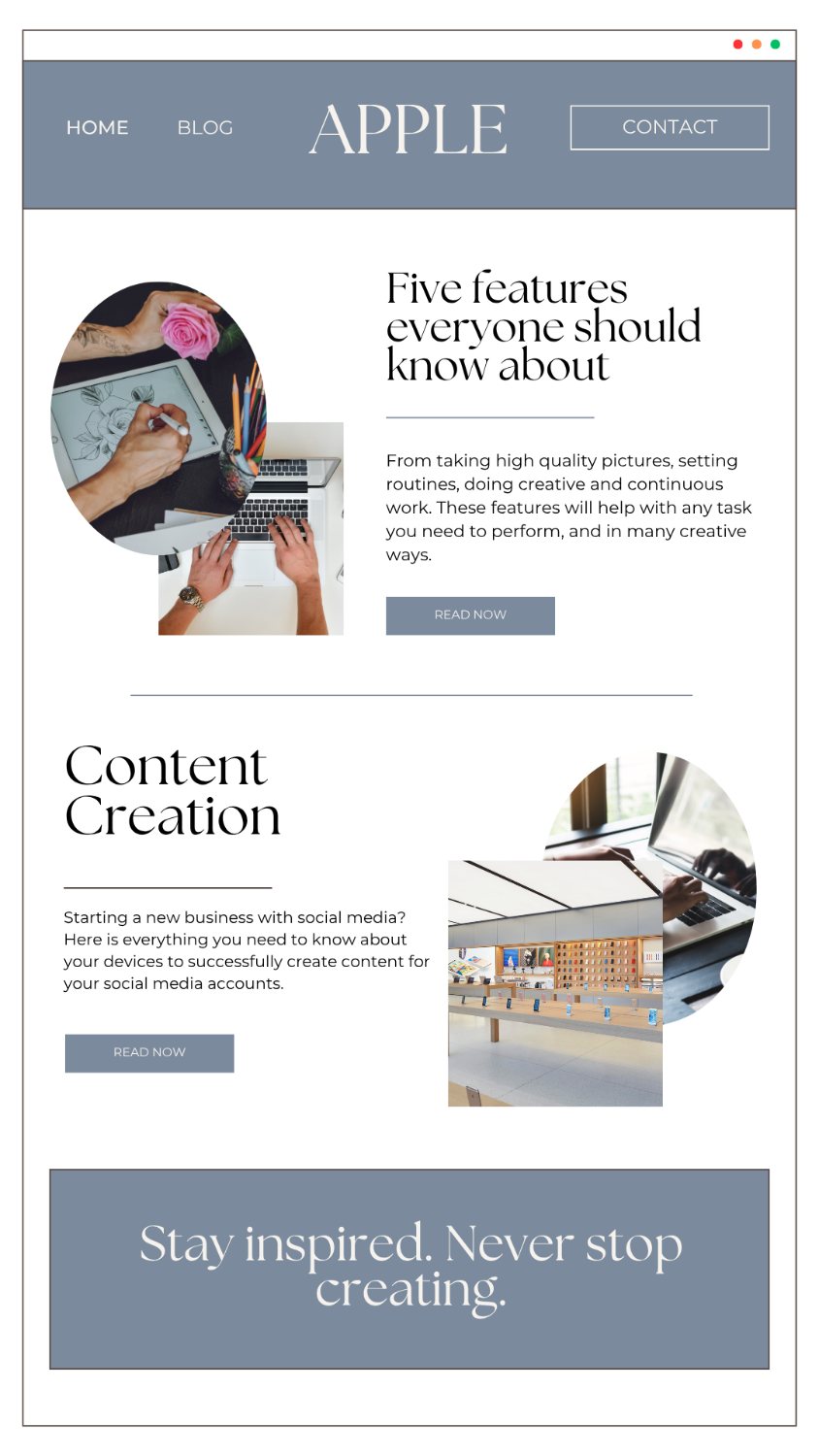 Apple editorial blog layout